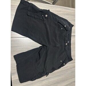 COOGI Men's Black Cargo Shorts Canvas Cotton Button Closure Logo Cargo Pockets